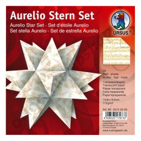 Origami Aurelio Sterren Set Transparant Muzieknoten Goud 15 x 15 cm