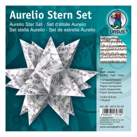 Origami Aurelio Sterren Set Transparant Muziek Zwart 14,8 x 14,8 cm