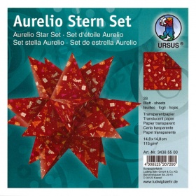 Origami Aurelio Sterren Set Transparant Kerstmis Rood 14,8 x 14,8 cm