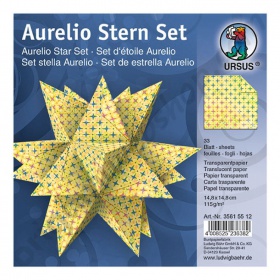 Origami Aurelio Sterren Set Transparant Paradiso Geel 14,8 x 14,8 cm