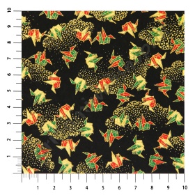 Origami Japanse Washi Yuzen Handgeverfd Vel Nr. 32 Kraanvogels Zwart